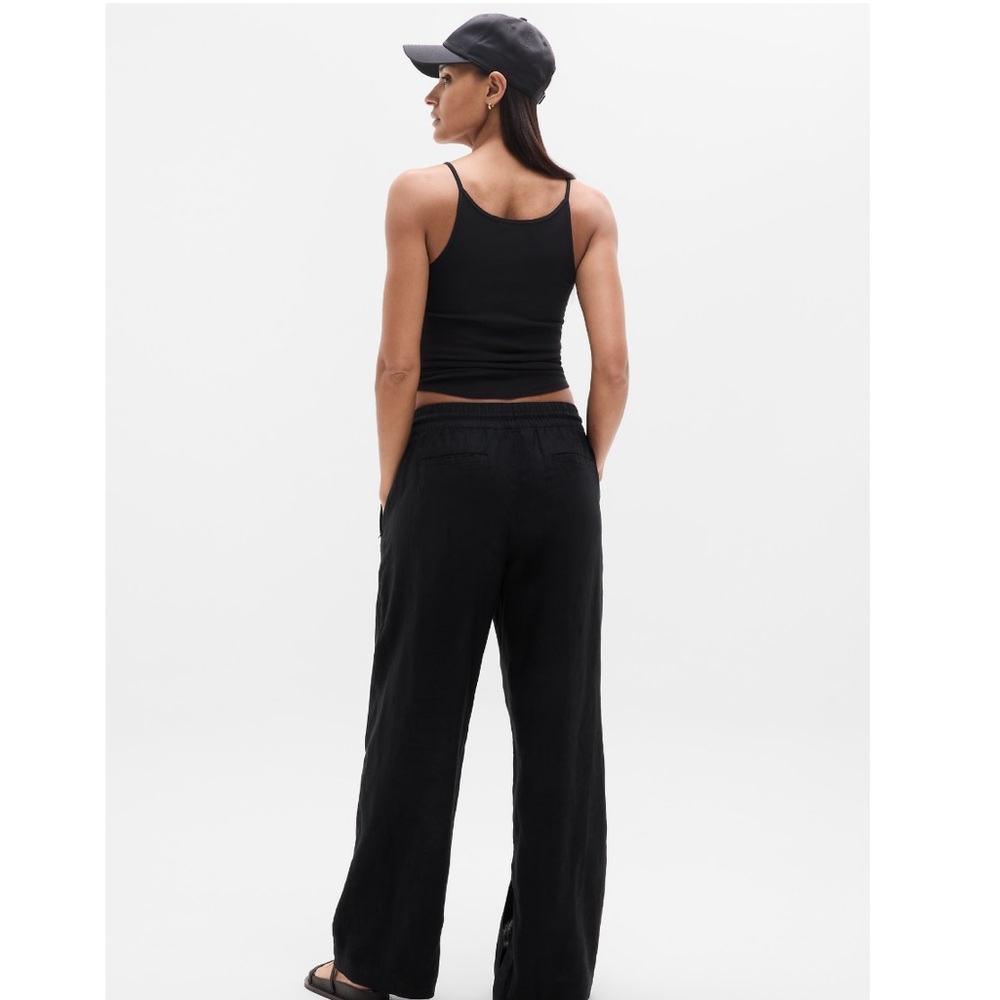 NWT Athleta Retreat Linen High Rise Wide-Leg Pant | Black - Picture 6 of 11